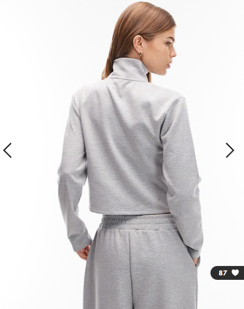 ASOS DESIGN interlock co-ord zip through high neck sweatshirt in grey marl