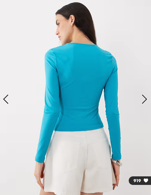 ASOS DESIGN polyamide slinky long sleeve top in teal