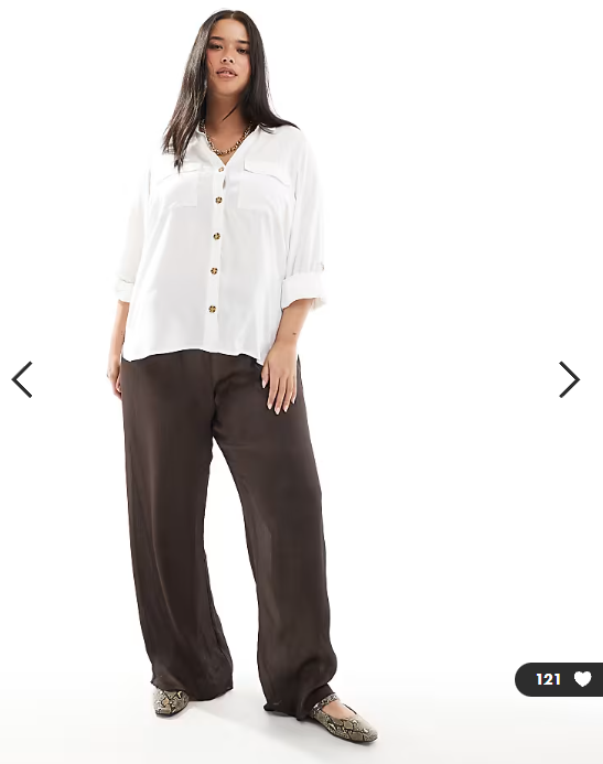 Vero Moda Curve button down shirt with pocket detail in white