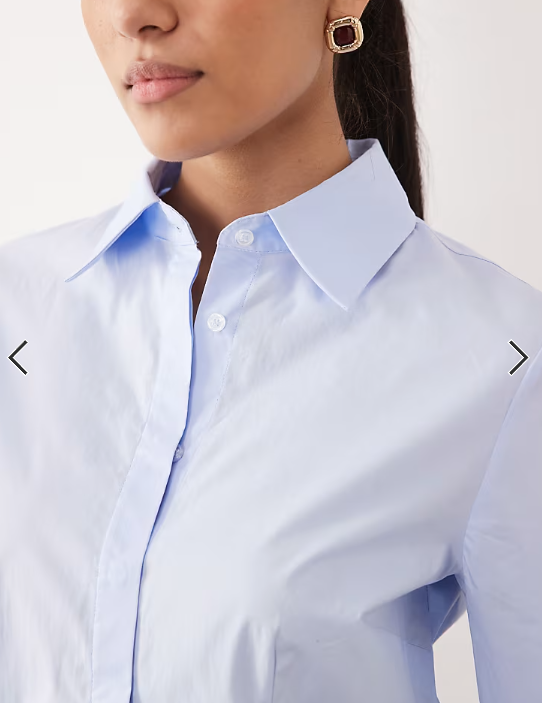 Mango cotton rich classic shirt in pale blue