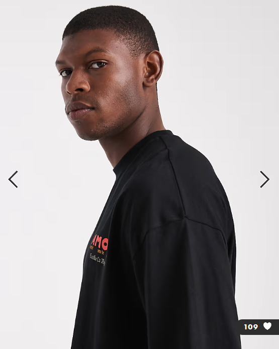 ASOS DESIGN oversized t-shirt with cartoon graphic in black.