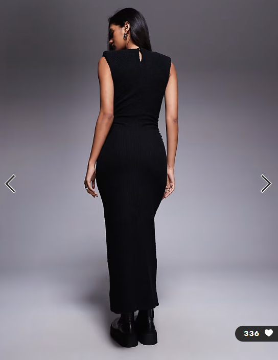 ASOS DESIGN boucle sleeveless shoulder pads ruched midi dress in black