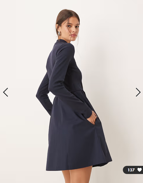 Threadbare long sleeve hybrid mini dress in navy