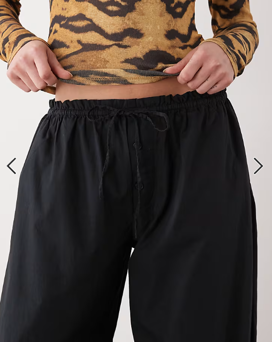 Monki balloon leg trouser in black