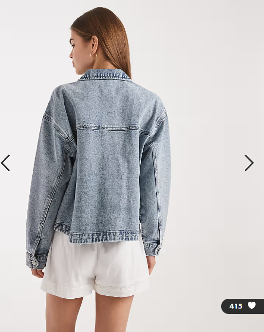 Vero Moda denim shacket with front pockets in light blue wash