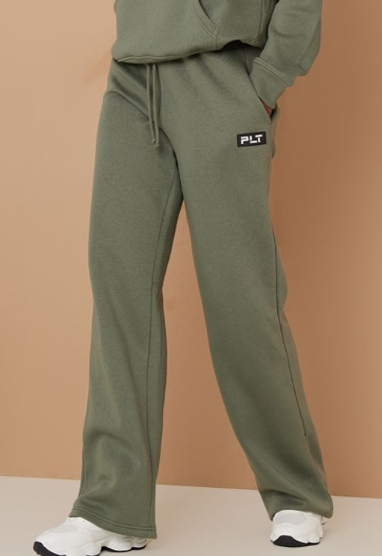Tall Olive Badged Detail Straight Leg Joggers