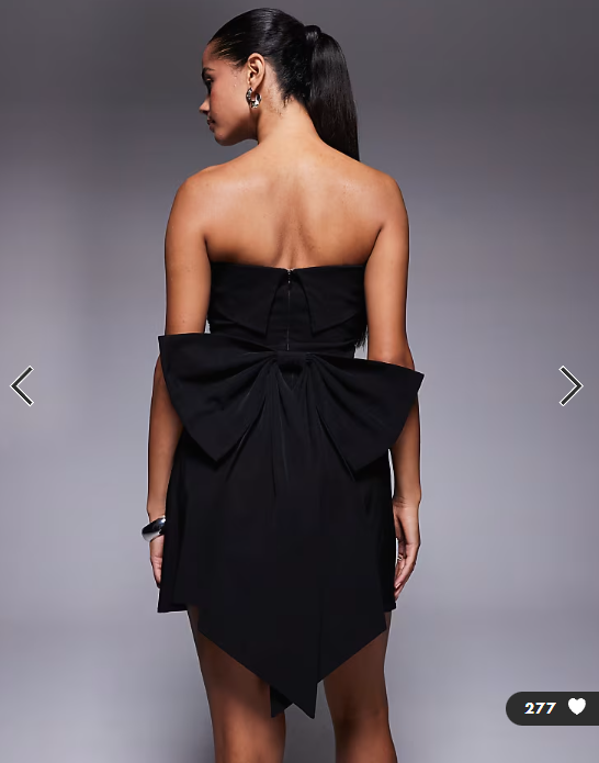 TFNC bandeau bow back mini dress in black
