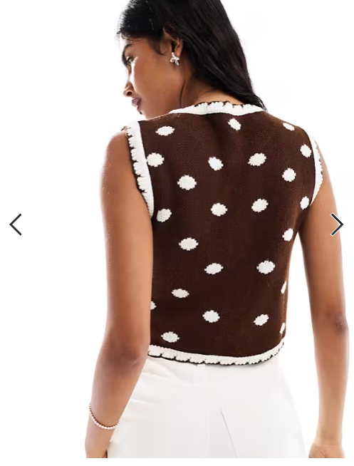 Miss Selfridge all over polka dot tank in chocolate
