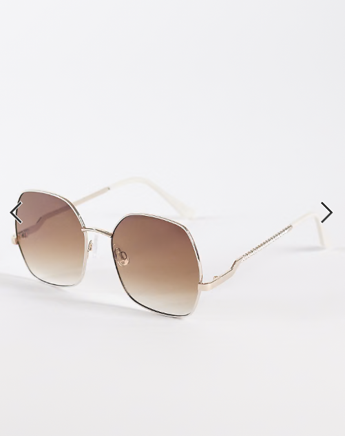 ALDO raquelle oversized metal frame sunglasses with brown lenses in gold