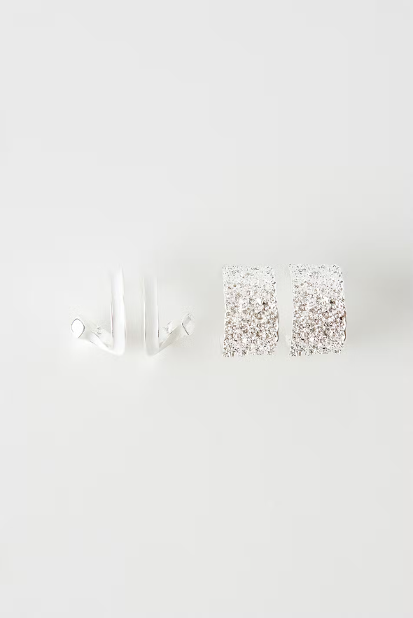 Coby 2-pack Earrings Silver/White