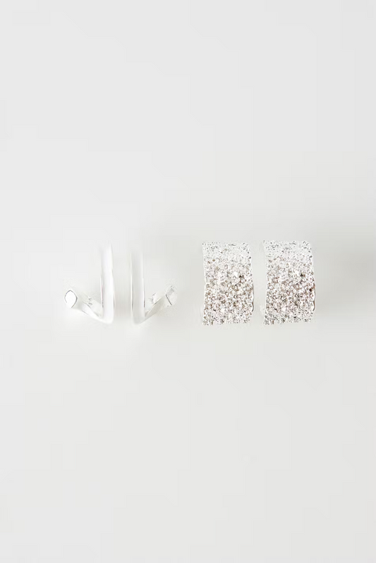 Coby 2-pack Earrings Silver/White