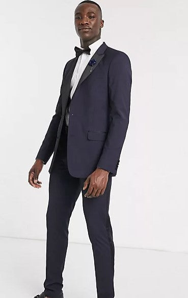 Tall Skinny Tuxedo Suit Jacket In Navy