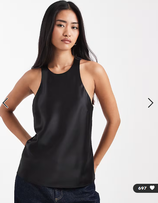 ASOS DESIGN satin racer cami in black