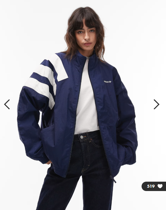adidas Originals arch track top in navy and off white