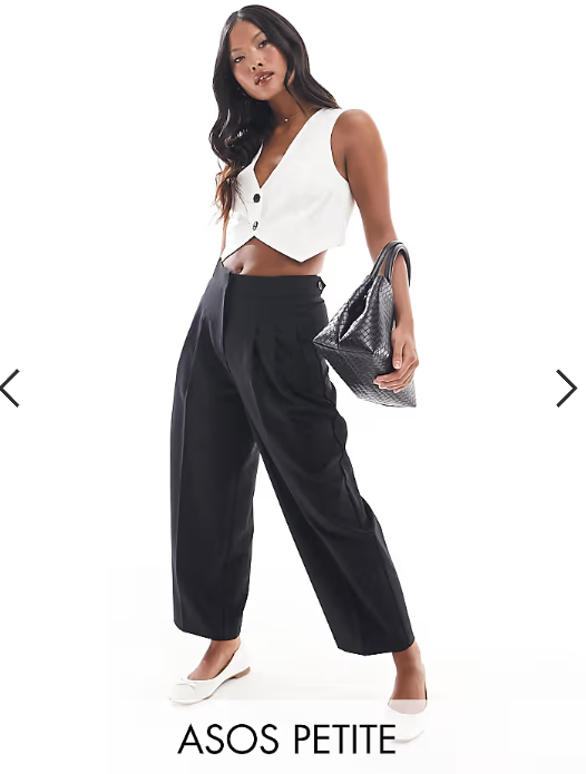 ASOS DESIGN Petite tailored barrel trousers in black