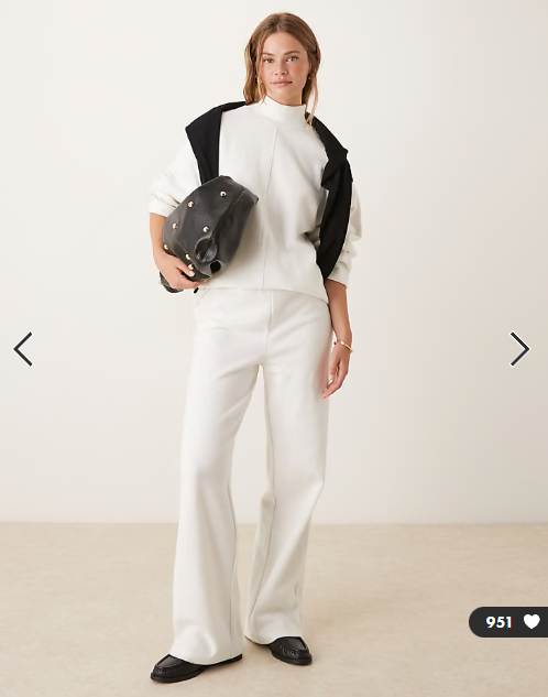 ASOS DESIGN Supersoft co-ord wide leg jogger in winter white