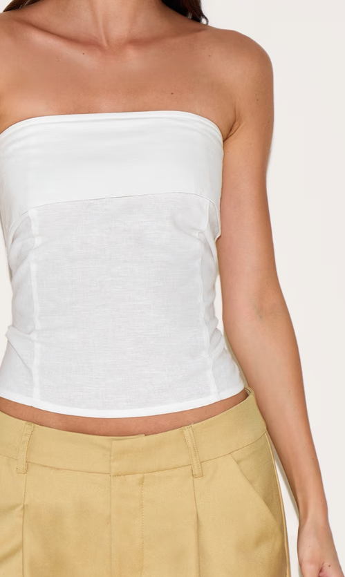 Plt - White Lightweight Woven Foldover Bandeau