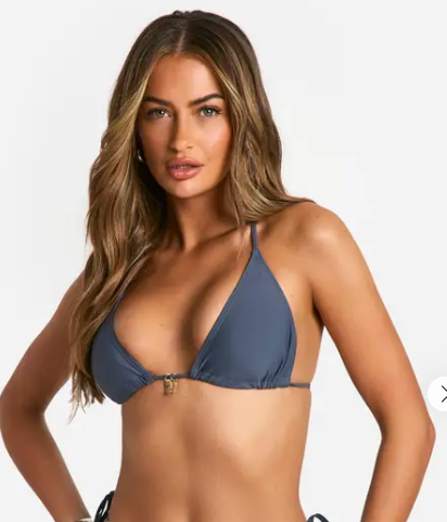 boohoo Pebble Trim Triangle Bikini Top