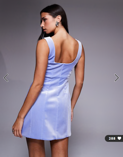 ASOS DESIGN velvet square neck seam detail mini dress in ice blue