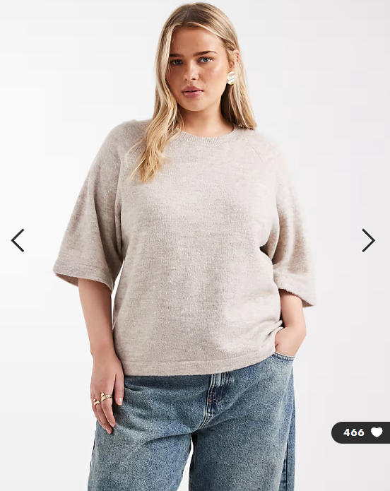 ONLY Curve 3/4 sleeve knitted jumper in stone