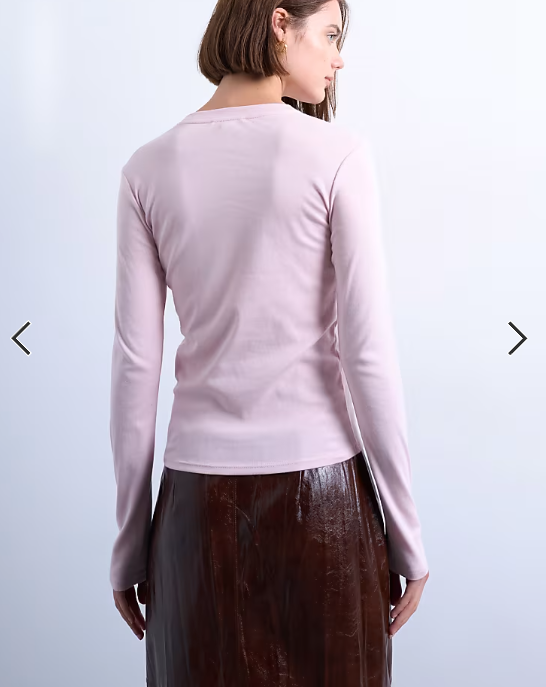 Topshop long sleeve everyday tee in light pink