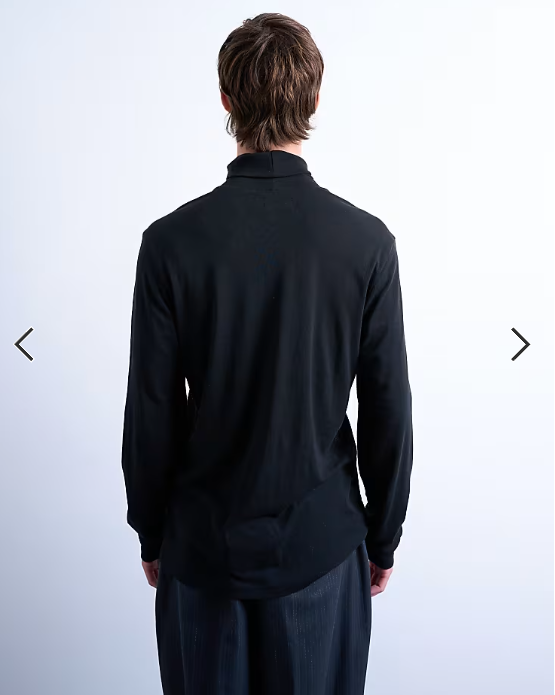 Topman relaxed fit roll neck long sleeve t-shirt in black .