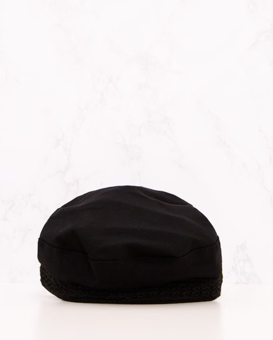 Black Flat Top Baker Boy Hat