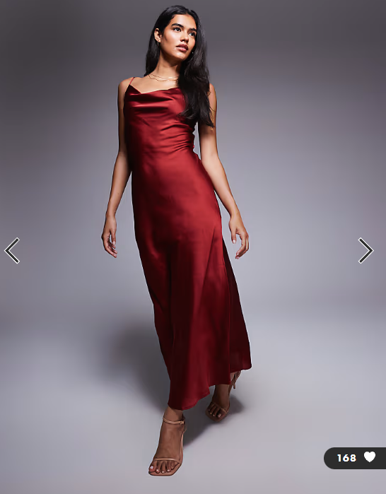 New Look satin cowl neck midi dress in rust