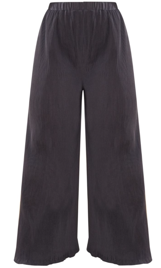 Plt - Plus Charcoal Plisse High Waisted Wide Leg Trousers