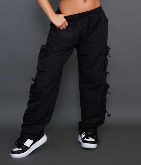 Black Toggle Detail Cargo Trousers