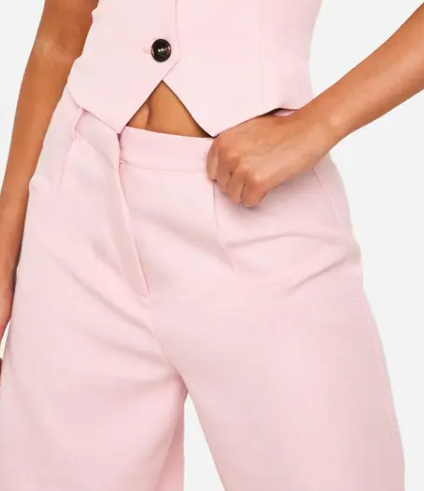 boohoo Textured Wide Leg Tailored Trousers