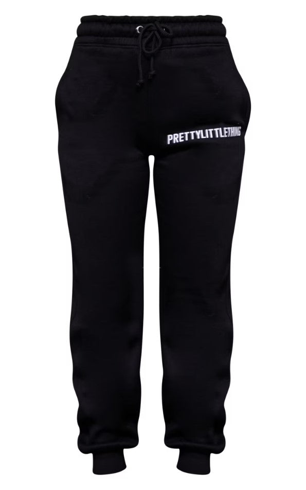 Black Logo High Waisted Cuffed Joggers