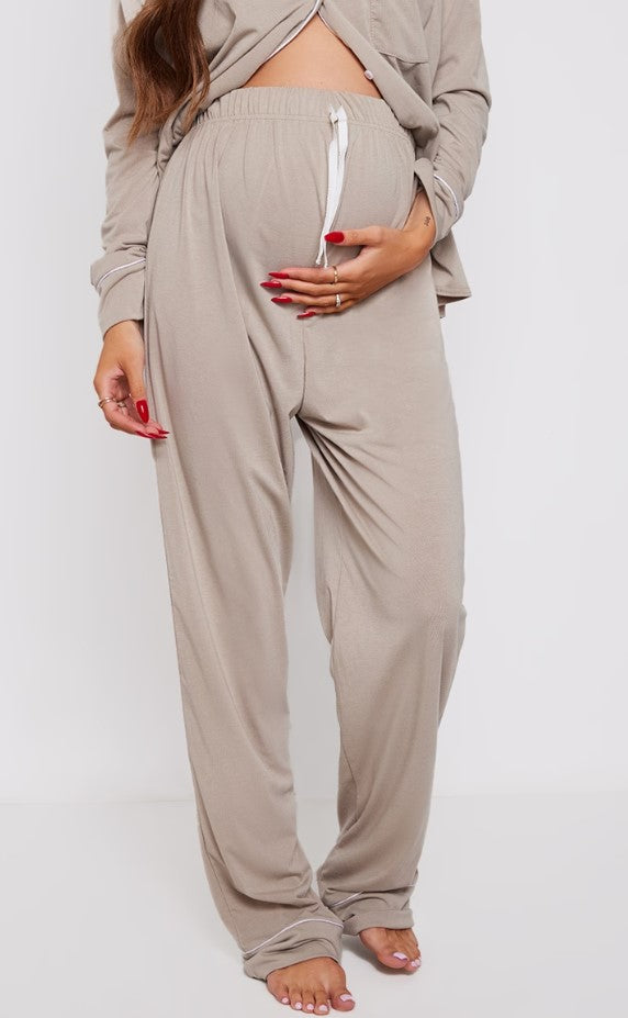 Maternity Sand Wide Leg Pyjamas