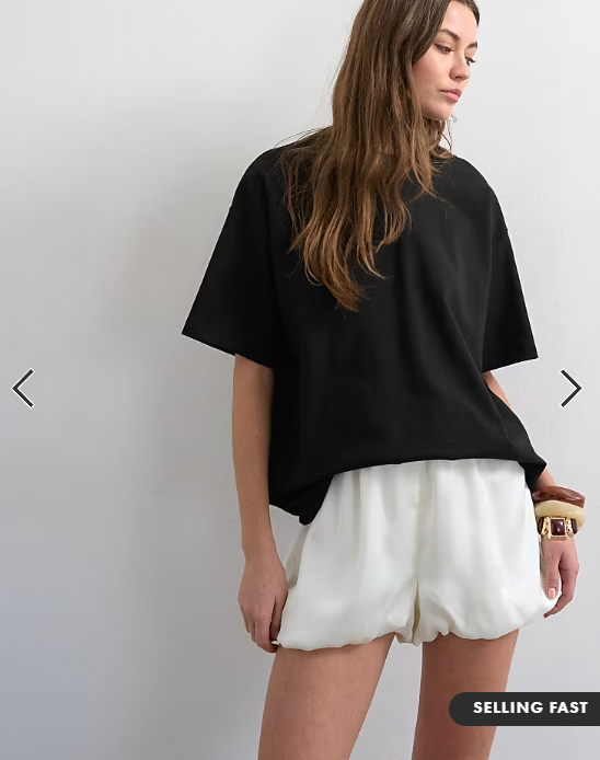 Topshop satin bubble shorts in ivory