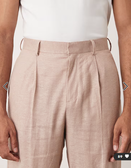 ASOS DESIGN smart relaxed tapered fit trousers in stone herringbone