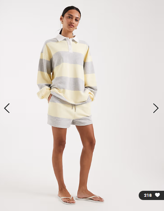 4th & Reckless cotton blend drawstring waist sweat shorts co-ord in yellow & grey stripe