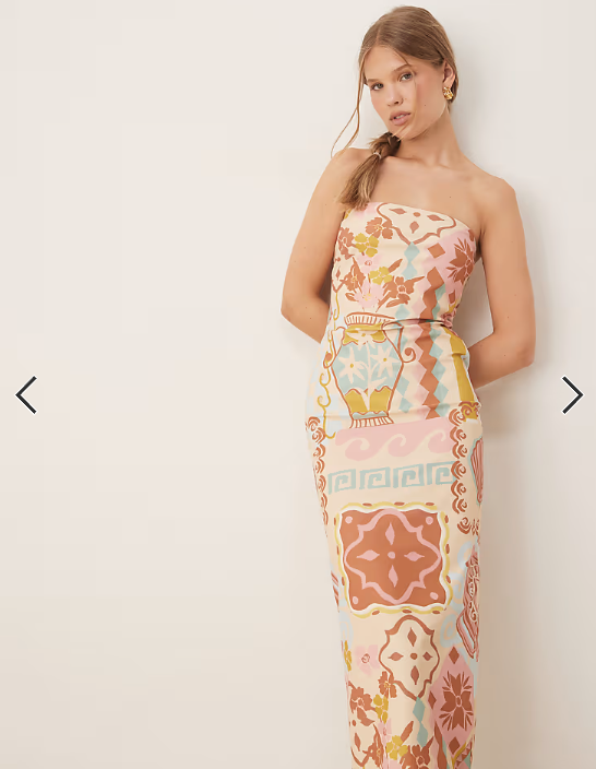 ASOS DESIGN bandeau midi dress in tapestry print