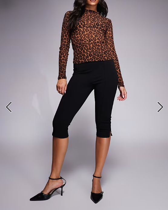 Brave Soul tailored capri pants with front seam in black