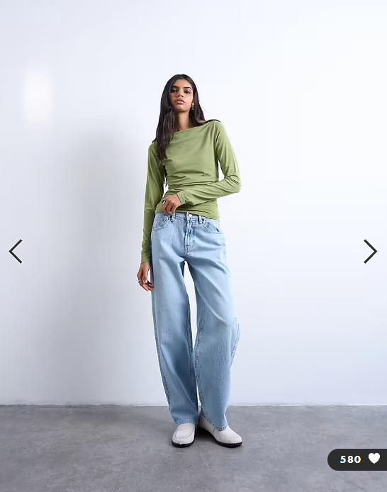 Topshop Lowrie low rise baggy jean in bleach