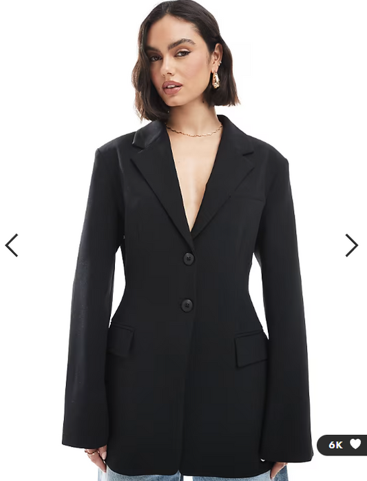 ASOS DESIGN tailored cinch waist blazer in black