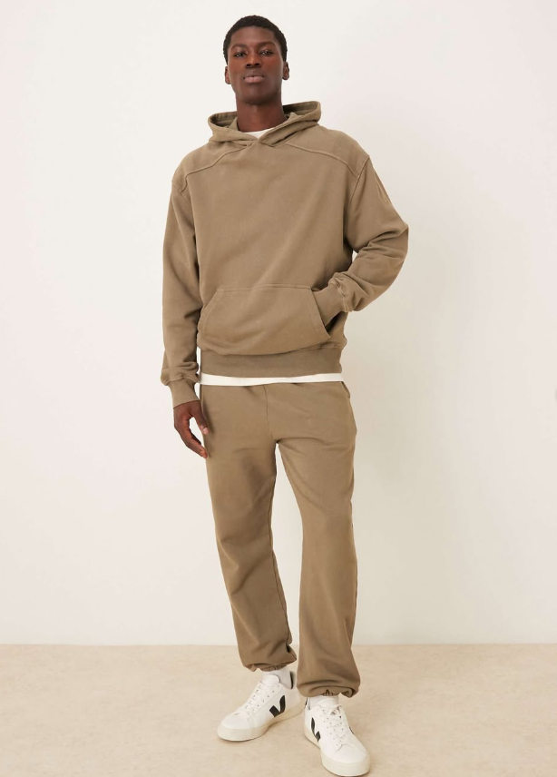 Asos - co-ord garment dye heavy wash oversized hoodie & tapered fit jogger in kHaki - SET