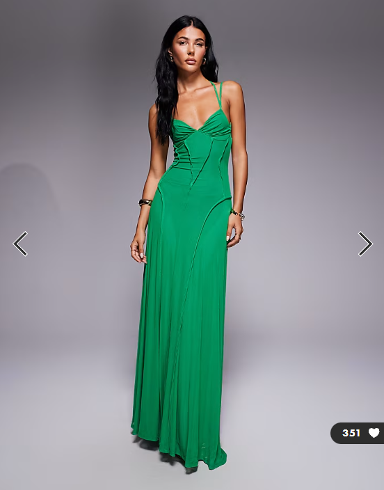 ASOS DESIGN mesh maxi dress with exposed seam detail in green