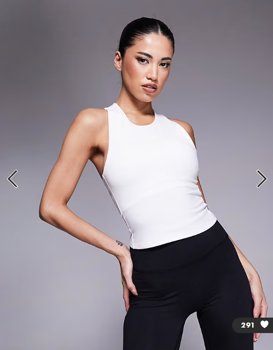 4505 Icon soft touch racer back vest with inner bra and removable padding in white