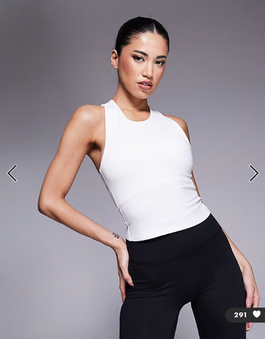 4505 Icon soft touch racer back vest with inner bra and removable padding in white