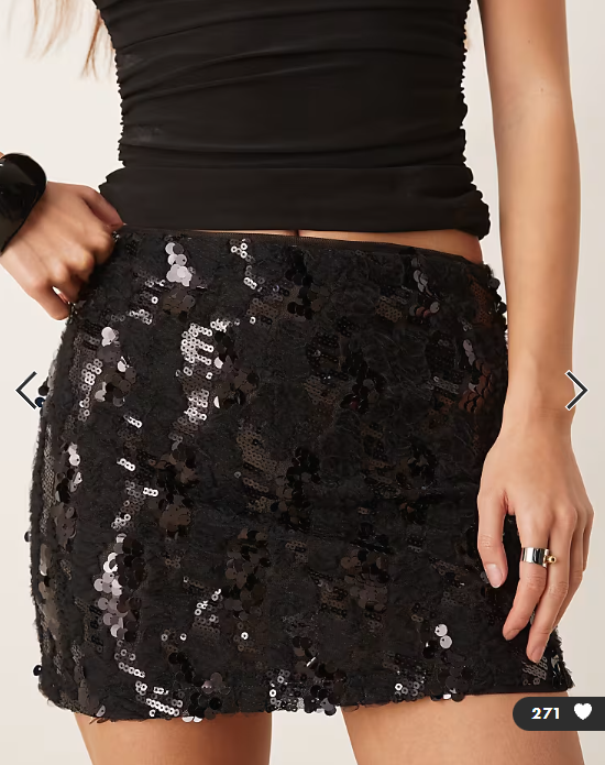 ASOS DESIGN ruffled sequin mesh semi sheer mini skirt in black