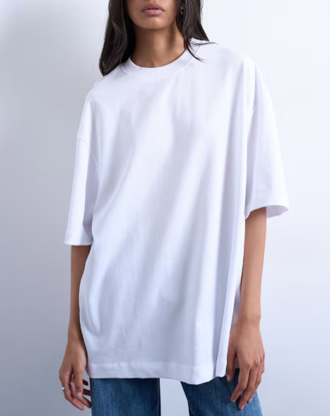 Topshop oversized drop shoulder tee in white