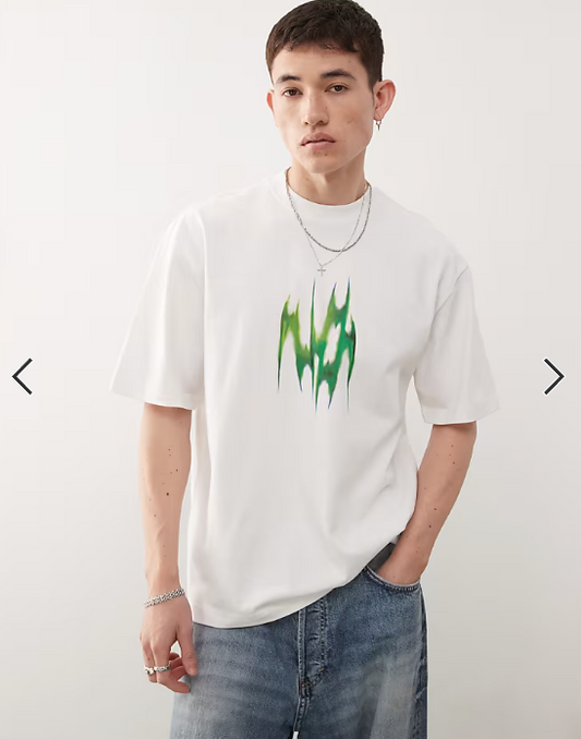 Weekday relaxed fit t-shirt with graphic front and back print in white