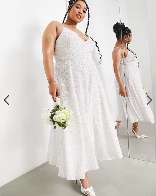 ASOS DESIGN Curve Eva embellished cami midi wedding dress