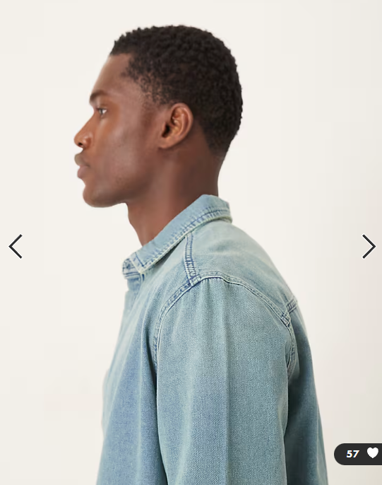 ASOS DESIGN long sleeved shirt in light wash denim