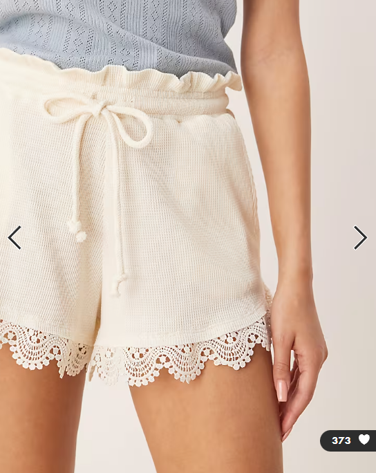 ASOS DESIGN lace hem detail waffle shorts